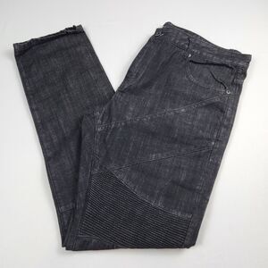 Decibel Black Moto Biker Jeans Mens 40x34 Faded Edgy Ribbed Streetwear